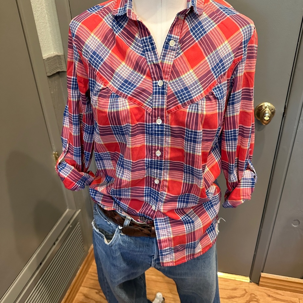 Levi's Red and Blue Plaid Button-Up Shirt